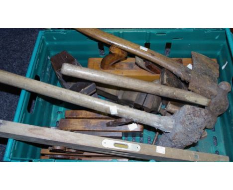 Tools - Rebate planes various profiles and makes; spirit level, Axe, Block plane; Sledge Hammer 