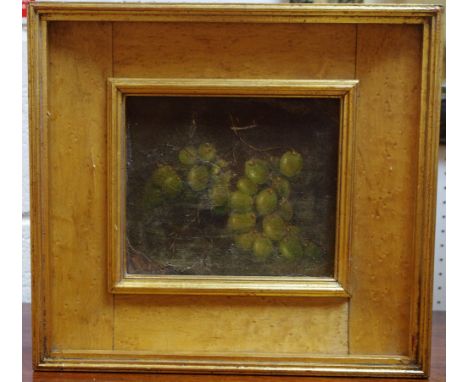 R E Evans (19th century school)  Green Grapes gilded casetta frame, signed to verso18.5cm x 16.5cm