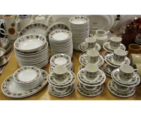 An extensive mid 20th century Broadhurst Ironstone Rushstone by Kathy Winkle dinner and tea service comprising dinner &amp; s