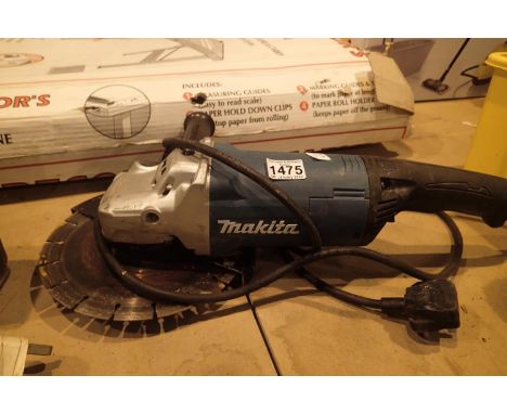 Makita 9'' angle grinder and disc. Not available for in-house P&amp;P, contact Paul O'Hea at Mailboxes on 01925 659133 