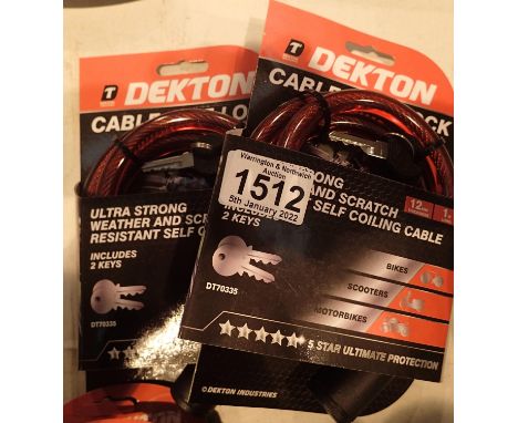 Two new old stock Dekton bike locks and two puncture repair kits with five digit combination lock. P&amp;P Group 1 (£14+VAT f