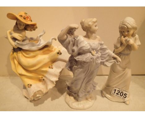 Three Royal Doulton and Coalport figurines. P&amp;P Group 3 (£25+VAT for the first lot and £5+VAT for subsequent lots) 