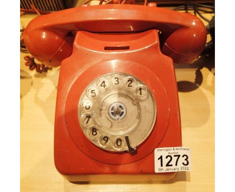 GPO red vintage phone. Not available for in-house P&amp;P, contact Paul O'Hea at Mailboxes on 01925 659133 