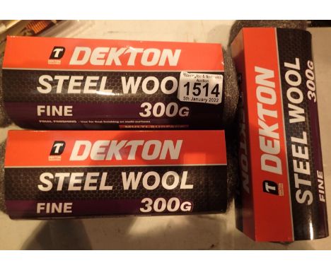 Three new old stock Dekton rolls of 300g steel wool. P&amp;P Group 1 (£14+VAT for the first lot and £1+VAT for subsequent lot