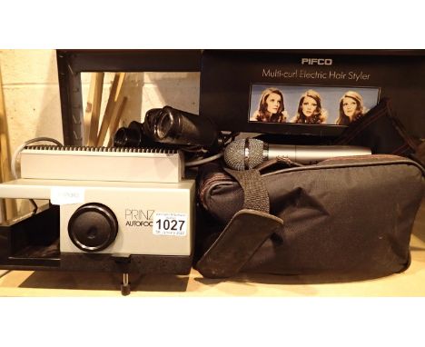 Pifco vintage electric hair styler and a Samsung video recorder with vintage Prinz slide projector etc. Not available for in-