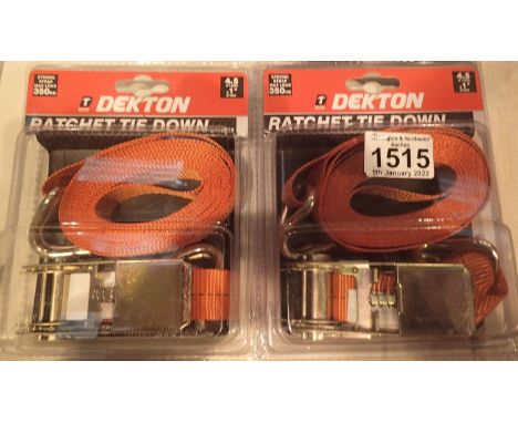 Two new old stock boxed Dekton ratchet tie downs. P&amp;P Group 1 (£14+VAT for the first lot and £1+VAT for subsequent lots) 
