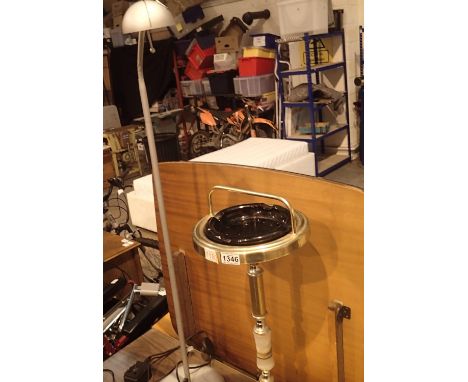 Modern freestanding adjustable lamp and a vintage ashtray stand, H: 106 cm. Not available for in-house P&amp;P, contact Paul 