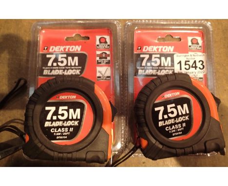 Two new old stock Dekton 7.5M blade lock tape measures. P&amp;P Group 1 (£14+VAT for the first lot and £1+VAT for subsequent 