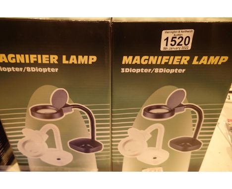 Two new old stock boxed magnifying lamps. P&amp;P Group 2 (£18+VAT for the first lot and £3+VAT for subsequent lots) 