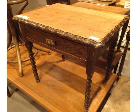 Vintage oak, single drawer side table, H: 54 cm, L: 58 cm. Not available for in-house P&amp;P, contact Paul O'Hea at Mailboxe