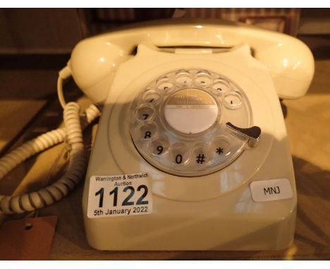 Ivory, GPO746 retro rotary telephone replica of the 1970s classic, compatible with modern telephone banking and any standard 