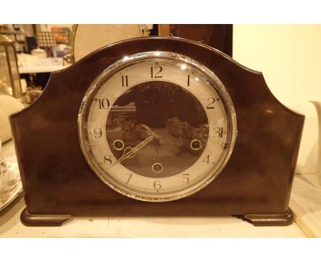 Smiths Enfield bakerlite cased mantel clock. Not available for in-house P&amp;P, contact Paul O'Hea at Mailboxes on 01925 659