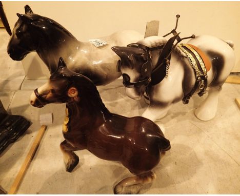 Three ceramic shire horses. Not available for in-house P&amp;P, contact Paul O'Hea at Mailboxes on 01925 659133 