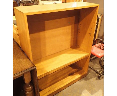 A vintage oak open shelved unit, 92 x 30 x 115 cm H. Not available for in-house P&amp;P, contact Paul O'Hea at Mailboxes on 0