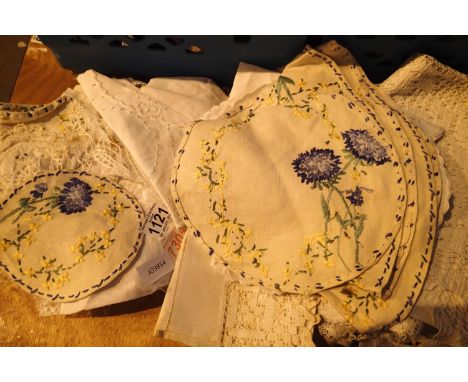 Quantity of Victorian crocket and embroidered cloths and dollies. P&amp;P Group 2 (£18+VAT for the first lot and £3+VAT for s
