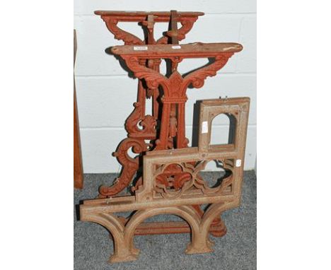 Four Victorian cast iron bench supports