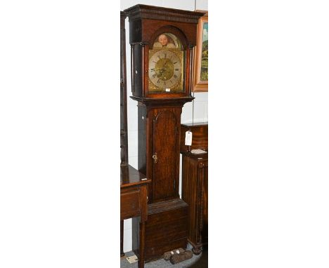 An oak eight day longcase clock, signed J&amp;E Hunter, Longtown, 18th century, later case