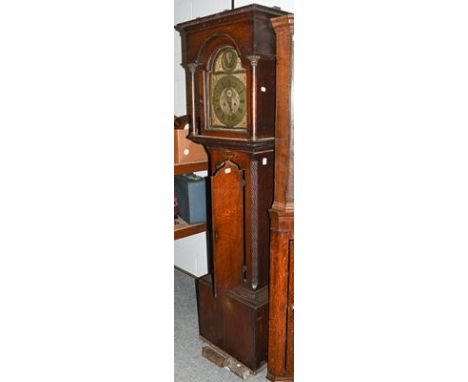 An oak eight day longcase clock, signed Jos Harle, Rothbury, 18th century