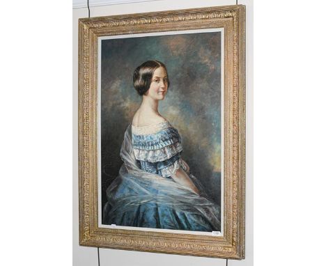 C Mortair (Contemporary) Portrait of a lady in the Victorian style, signed oil on canvas, 95cm by 59cm