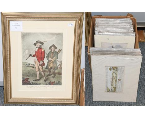 V Green ''The Golfers at Blackburn'' modern print in 19th century style, together with a large box of unframed early 20th cen
