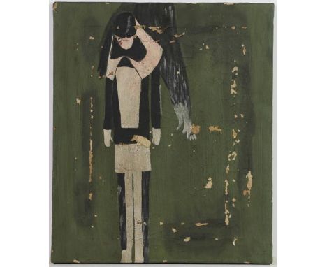 After Laurence Stephen Lowry RBA, RA (1887-1976)  Study of a standing girl Oil on canvas, together with a limited edition pri