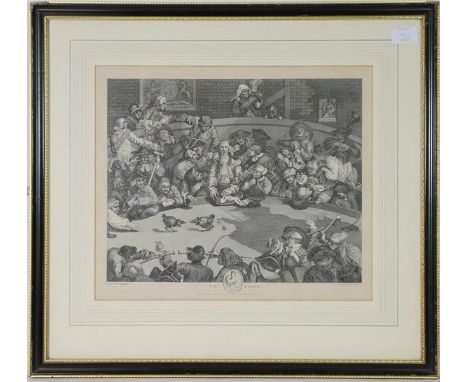 After William Hogarth prints entitled Pitt Ticket and the Enraged Musician, late 19th/early 20th century, 37cm by 43cm (2)