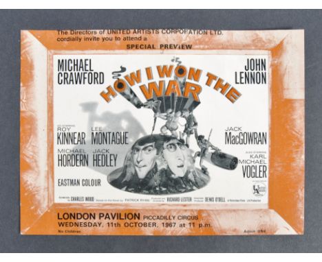 Beatles Interest - a rare original 1967 ticket for the premiere of the movie ' How I Won The War ' starring Michael Crawford,