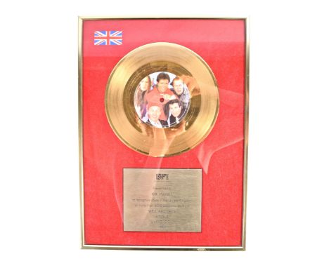 Rik Mayall (1958-2014) - a rare and original personally owned BPI presentation gold disc record ' Presented to Rik Mayall to 