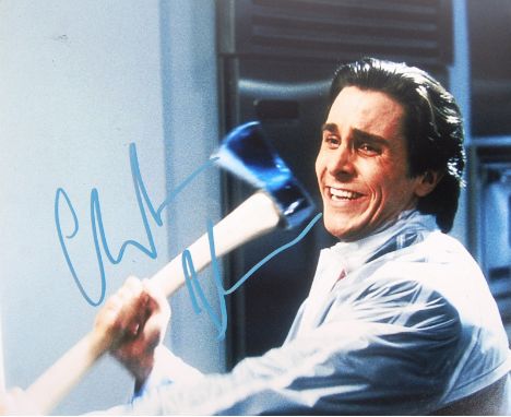 Christian Bale - English Actor - rare signed 8x10" colour photograph from Bale in American Psycho. Signed neatly by Bale in b