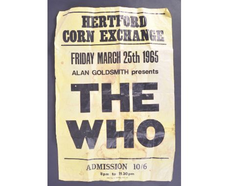 The Who - Hertford Corn Exchange - an incredible original vintage 1960's (1965) concert / gig advertising music poster for Th