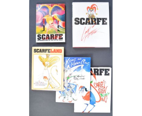 Gerald Scarfe -&nbsp;English cartoonist and illustrator - a collection of books, some signed, to include; Scarfeland (includi