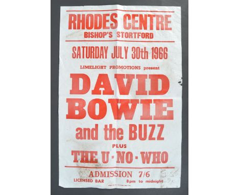 David Bowie and The Buzz - Rhodes Centre, Bishop's Stortford - a rare original 1960's (1966) concert gig advertising music po