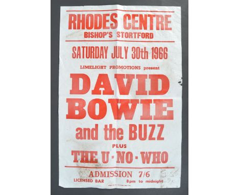 David Bowie and The Buzz - Rhodes Centre, Bishop's Stortford - a rare original 1960's (1966) concert gig advertising music po