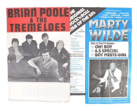 Two vintage Rock 'n' Roll related music concert advertising posters - the first being a 1960's poster for Brian Poole &amp; T