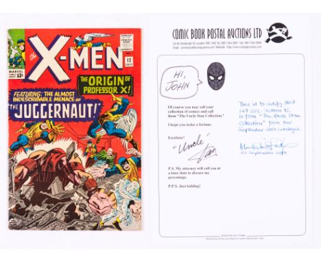 X-Men 12 (1965) Cents copy. From the 'Uncle Stan Collection' with original certification letter from September 2000. Light ta