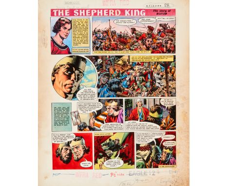 David, The Shepherd King original back cover artwork by Frank Bellamy for The Eagle (1959) Vol. 10, No. 12. The Philistine ho