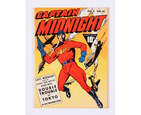 Captain Midnight 5 (1943). Neatly re-attached centrefold, light owner's stamp to splash page [fn-]. No Reserve