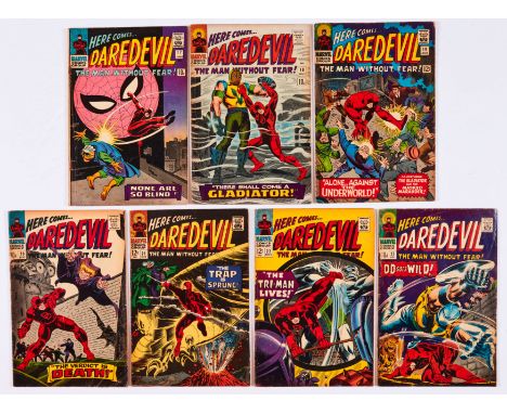 Daredevil low grades (1966) 17-23. (# 19, 21, 22 cents copies). Light tan pages, exterior staple rust [gd-vg] (7). No Reserve