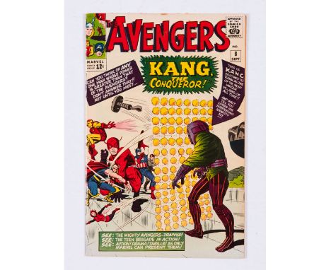 Avengers 8 (1964). Cents copy, light tan pages, small abrasions to top back cover edge [vfn]. No Reserve