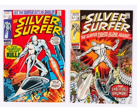 Silver Surfer (1970) 17 [vfn+], 18: light marks to back cover lower margin [vfn-] (2). No Reserve