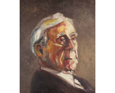 * English School. Portrait of Bertrand Russell, 20th century, oil on board, 56 x 46cm (22 x 18ins), framed and glazed (Qty: 1