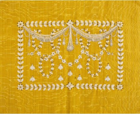 * Embroidery. A collection of embroidered fabrics, 19th-20th century, seven pieces of embroidery, including: a panel of yello