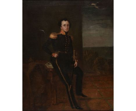 * English School. Portrait of Captain Follett Walrond Pennell, in Royal Navy uniform, circa 1828, oil on canvas full length p