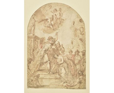* Circle of Anthony van Dyck (1599-1641). Scene of a Roman Martyrdom, 17th century, pen and brown ink, and brown wash, with t