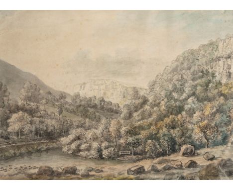 * English School. High Tor, Matlock, Derbyshire, late 18th century, pen, ink &amp; watercolour on laid paper, 23.7 x 32.2 cm 