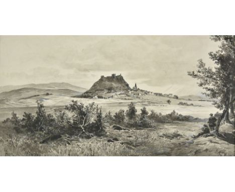 * German School. 'Engelhaus v. d. Buchauer Dorfn'?, late 19th or early 20th century, pen, black &amp; grey ink and grey wash 