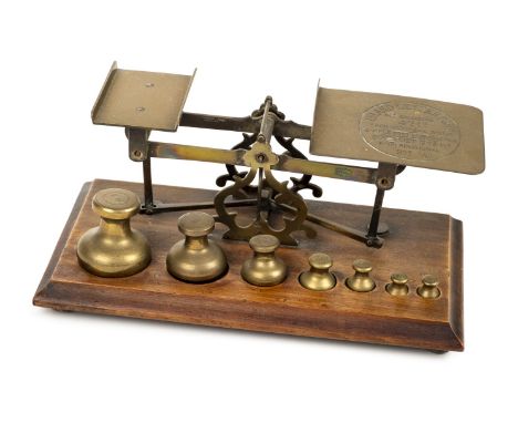 * Postal scales. A good set of Victorian brass postal scales, stamped 'Registered Criterion Trademark', and 'Inland Letter Po
