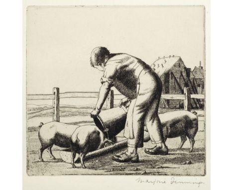 * Holmes (Marjorie, née Fenning, 1907-1992). The Trough, circa 1930s, copper engraving on cream wove paper, watermarked J Wha