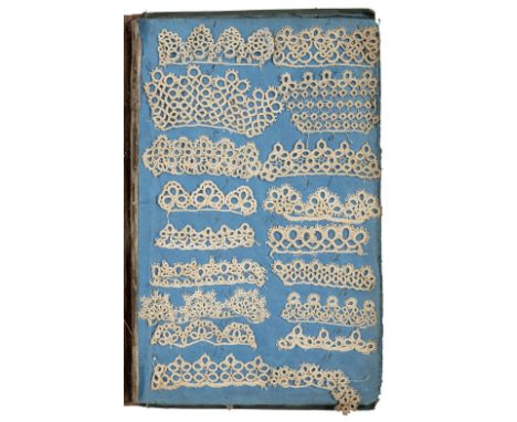 Sample book. Book of tatted lace samples, circa 1867, 141 tatted lace samples stitch-mounted onto rectos and versos of 18 pag