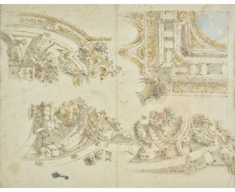 * Panfili (Pio, 1712-1812) . Designs for ceiling, four pen, ink &amp; watercolour drawings on laid paper, one signed and anot